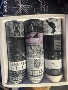 Washi Tape Black & White Poets Society 20 Rolls Black - New - Picture 1 of 2