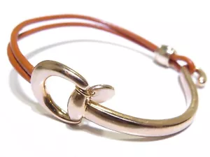 Ladies Fancy Orange Leather & Steel Wrap Around Stunning Hook Lock Bracelet - Bild 1 von 7