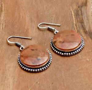 Dainty Dendrite Opal Handmade Drop Dangle Earrings Jewelry 1.6"