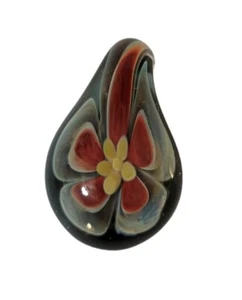 Colgante Floral Vidrio Soplado a Mano Negro Óxido Amarillo Luz Mica Brillo - Imagen 1 de 5