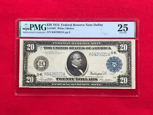 FR-1007 1914 Series Dallas $20 Federal Reserve Note *PMG 25 Very Fine* - Picture 1 of 2