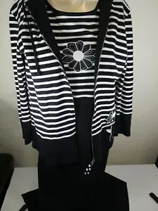 Dianes Essentials Maxikleid & Jacke Set schwarz weiß Blumenmuster 100 % Baumwolle Gr. Sm - Bild 1 von 12