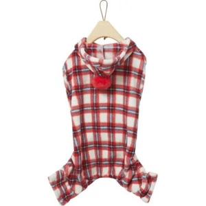 Wag-A-Tude Red Plaid Pom Dog Pajama size Large - Picture 1 of 1