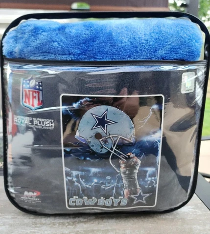 Retro NFL Dallas Cowboys Royal Plush Raschel Throw Blanket 60" x 80" Cover