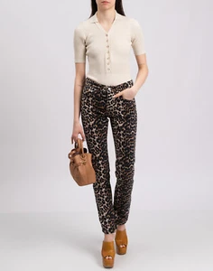 Jeans GANNI prezzo consigliato 280 € W26 modello leopardato vita alta tasche bottoni mosca - Foto 1 di 8