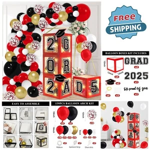 Graduation Decorations 2025 Set | Red Rubber Balloons & Garland | Celebrate S... - Picture 1 of 8