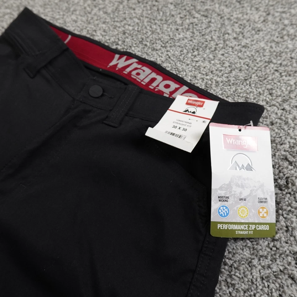 Wrangler Pants Mens 30X30 Black ATG Hiking Outdoors Stretch Comfort Waist