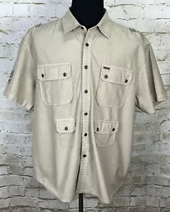 Camisa de Carga Marithe Francois Girbaud Caqui XXL Bolsillos Charreteras Parches De Colección - Imagen 1 de 8