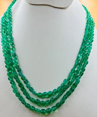 Collana 305 CRT perle onice verde naturale tripla linea colore smeraldo... - Immagine 1 di 4