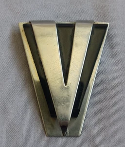 Vintage Art Deco Black & Silver Tone V Dress Clip Fashion - Picture 1 of 3
