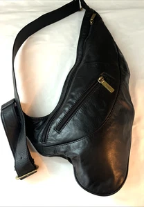 HOBO Vintage große schwarze Leder Sling Bag Umhängetasche Taschen - Bild 1 von 9