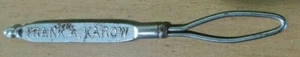VINTAGE FRANK A. KAROW W. WATER ST.ADVERTISING SEWING LOOP TOOL - Picture 1 of 4