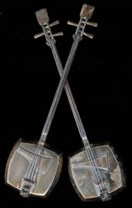 Vintage Salz & Pfefferstreuer Japan Shamisen Stil Sterlingsilber 31,6 g DC-6972 - Bild 1 von 2