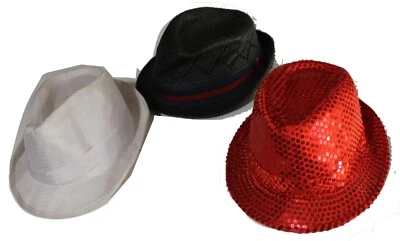 Set of 3, Gangster Mafia Kids Size Costume Hat, Red Black an White - Image 1 of 4