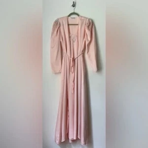 Ralph Montenero Vintage Pink Peignoir Set Maxi Slip Nightgown and Robe S - Picture 1 of 20