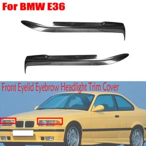 Carbon Fiber Headlight Cover Eyebrows Eyelid Trim Sticker For BMW E36 1992-98 - Picture 1 of 9