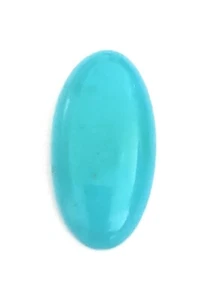 Ein großer ovaler geformter natürlicher Dornröschen-Cabochon türkis 13,5 x 26,5 mm - Bild 1 von 5