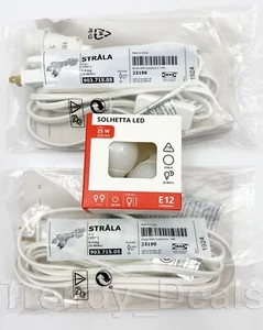 SET of 2 - Ikea STRALA Cord Set for Star Shade 157" + 2 LED Bulbs White - NEW - Picture 1 of 5