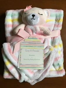 Lexy & Friends Baby Blanket Set Security Blanket Pink Bear Stripe Blanket NEW - Bild 1 von 5