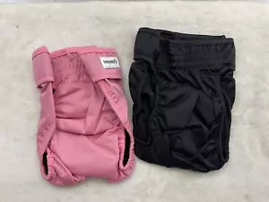 Unbranded Dog Reusable Diapers Pair Size Large Pink Black Solid New without tags - Picture 1 of 10