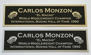 Carlos Monzon nameplate for signed boxing gloves trunks photo - Picture 1 of 2