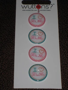 PRIMITIVE 4 I LOVE SEWING PLASTIC NOVELTY 2 HOLE BUTTONS  3/4" - Picture 1 of 1