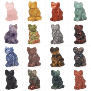 Venta al por mayor 1,5" gato gema natural tallada cristal Reiki piedra curativa estatuilla decoración - Imagen 1 de 27