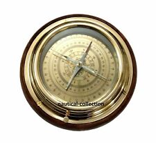 Brass Compass Marine Nautical Desk Compass with Wooden Base