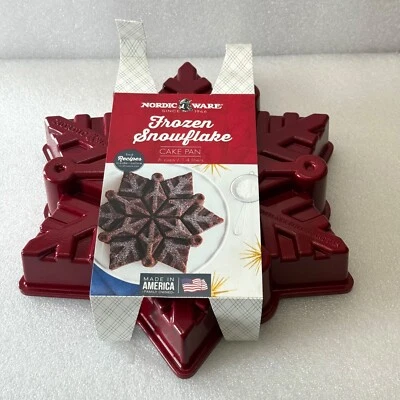 Nordic Ware Schneeflocke auseinanderziehen gefroren Schneeflocke Kuchenform rot 11" 6 Tassen USA - Bild 1 von 4