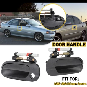 For 2000-2006 Nissan Sentra Black Front Left & Right Side Exterior Door Handle - Picture 1 of 15