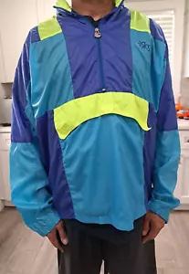 Vintage Asics Colorblock Oversized Anorak Windbreaker w/ Hood XL - Picture 1 of 17