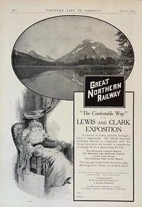 Pubblicità stampa Great Northern Railway 1905 - Lewis and Clark Exposition Railroad RR - Foto 1 di 1