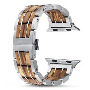 Zebrawood Wood Band Strap For Apple Watch Ultra 1-10 38/40/41/42/44/45/46/49mm - Picture 1 of 5