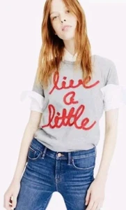 J Crew Damen Live A Little grau Kurzarm Baumwolle T-Shirt Größe Sm. Stretch - Bild 1 von 10