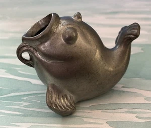 Vintage JUST ANDERSON Pewter Fish Vessel  1930's Denmark  3" Tall 3.25” Long - Picture 1 of 12