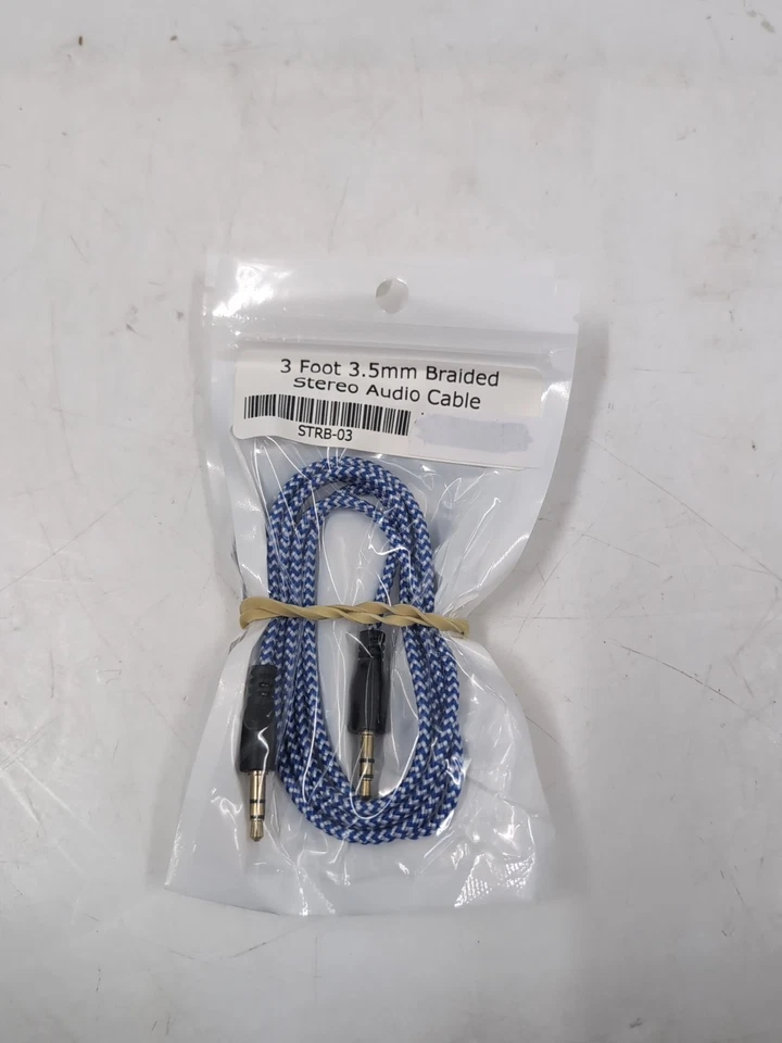 Lote de 2 cables de audio trenzados macho TRS estéreo de 3' 3,5 mm (azul/blanco) - EB-18444 - Foto 1 de 1