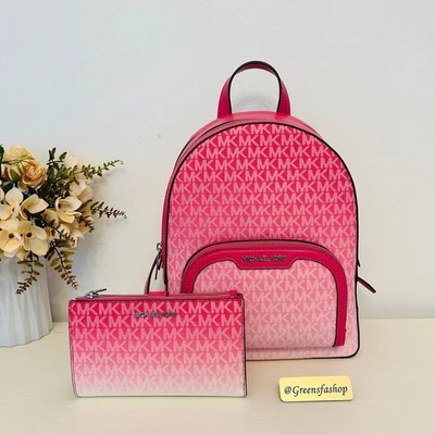 Mochila y billetera Michael Kors Jaycee mediana Ombré Signature Logo Dragonfruit Foto 1 de 4
