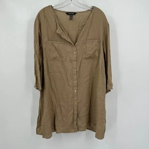 Ellen Tracy Women Size XL Linen Tunic Shirt Lagenlook Artsy Boho Minimalist Chic - Picture 1 of 8