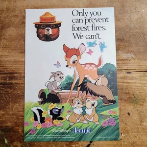 Vintage Sticker 1942 Walt Disney BAMBI Smokey the Bear Woodland Critters Sticker - Bild 1 von 5