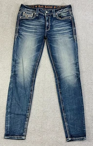Rock Revival Jeans Women's 31 Ash Rose Skinny Stretch Distressed Embellished - Picture 1 of 13