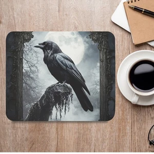 Gothic Raven Moon Mouse Pad Dark Academia Crow Occult Gothic Desk Décor - Picture 1 of 5