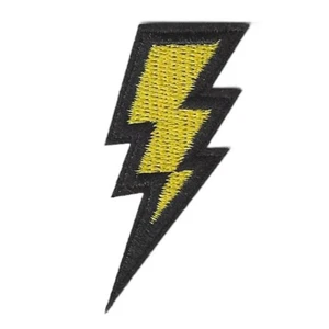 LIGHTNING BOLT IRON ON PATCH 2.25" Yellow Zap Power Embriodered Applique NEW - Picture 1 of 2