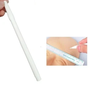 Set of 2 Surgical White Eyebrow Tattoo Skin Marker Pen + Microblading Ruler UK - Picture 1 of 2