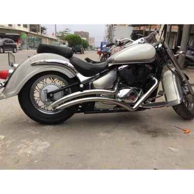 Sistemas de tubos de escape cromados de gran radio para Suzuki Boulevard C50 B/C/T/Boss M50 Foto 1 de 4