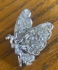 Sparkling Butterfly Brooch Pin Clear Rhinestones Silver Tone Vintage Insect