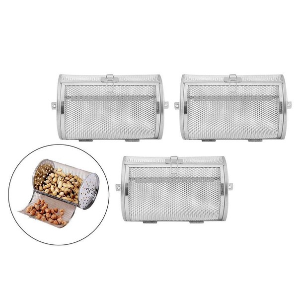 3PC Grill Roaster Drum Oven Basket Coffee Beans Walnuts Almonds Baking Photo Related
