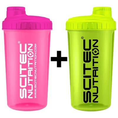 2x Scitec Nutrition Shaker 700 ml (Neon Pink + Neon Gelb) Eiweiß Protein Mixer