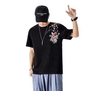 Niepce Japanese Streetwear T-Shirt for Men Fish Embroidery Tee - Bild 1 von 18