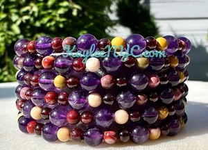Wholesale Lot 6 Pcs Natural Crystal Aquarius Zodiac Stretch Bracelet Healing - Picture 1 of 4