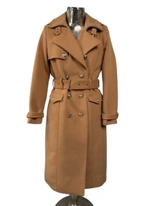River Island Jacket Coat Size 10 NEW Womens Beige Knit Trench Belt EU38 RRP £140 - Picture 1 of 17